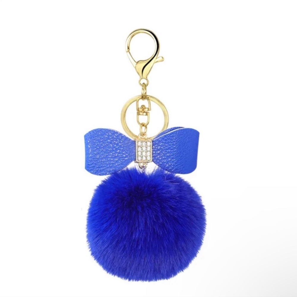$5 Blue and Gold Fluff Ball Charm